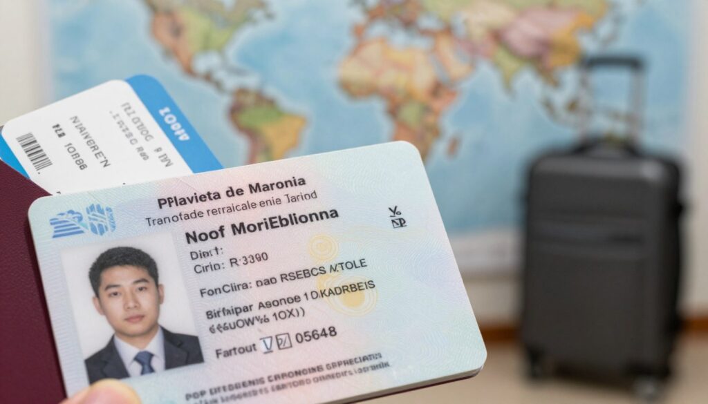A close-up of an official identity document, featuring a valid passport open to the personal details page, prominently displaying a passport photograph and essential identification information. The foreground showcases the passport held by a professional in business attire, with a focused expression indicating importance. In the middle ground, blurred travel essentials such as a boarding pass and luggage can be subtly seen, suggesting readiness for travel. The background features a soft-focus world map, symbolizing international travel. The image is well-lit with ambient light, giving a sense of professionalism and seriousness about travel requirements. The overall mood is informative and purposeful, emphasizing the importance of valid identification for travel to North Macedonia. A close-up of an official identity document, featuring a valid passport open to the personal details page, prominently displaying a passport photograph and essential identification information. The foreground showcases the passport held by a professional in business attire, with a focused expression indicating importance. In the middle ground, blurred travel essentials such as a boarding pass and luggage can be subtly seen, suggesting readiness for travel. The background features a soft-focus world map, symbolizing international travel. The image is well-lit with ambient light, giving a sense of professionalism and seriousness about travel requirements. The overall mood is informative and purposeful, emphasizing the importance of valid identification for travel to North Macedonia.